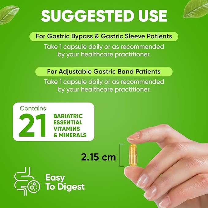 BariSlim Once Daily Bariatric Multivitamin Capsule - Iron-Free Formula - Bariatric Vitamin and Supplement for Post Bariatric Surgery, Including Gastric Bypass and Gastric Sleeve | 90-Day Supply