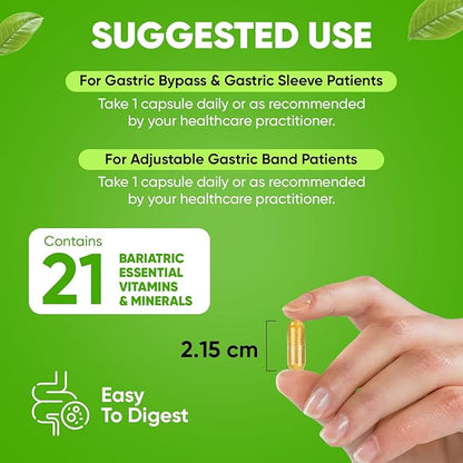 BariSlim Once Daily Bariatric Multivitamin Capsule - Iron-Free Formula - Bariatric Vitamin and Supplement for Post Bariatric Surgery, Including Gastric Bypass and Gastric Sleeve | 90-Day Supply