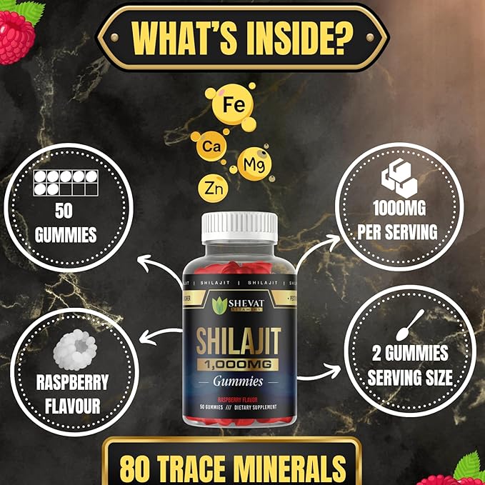 Authentic Himalayan Shilajit gummies 1000mg-Non GMO Raspberry cured pure shilajit gummies for Men&Women Shilajit Pure Himalayan organic Gummies with Trace Minerals&Fulvic Acid organic-Immunity Support
