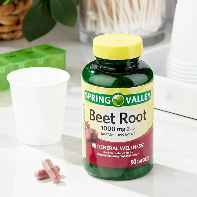 Spring Valley Beet Root 1000mg | Beet Root Capsules Organic | Super Beets Capsules | 90 Count Bundle with Lual's 45 Diabetes Decoded