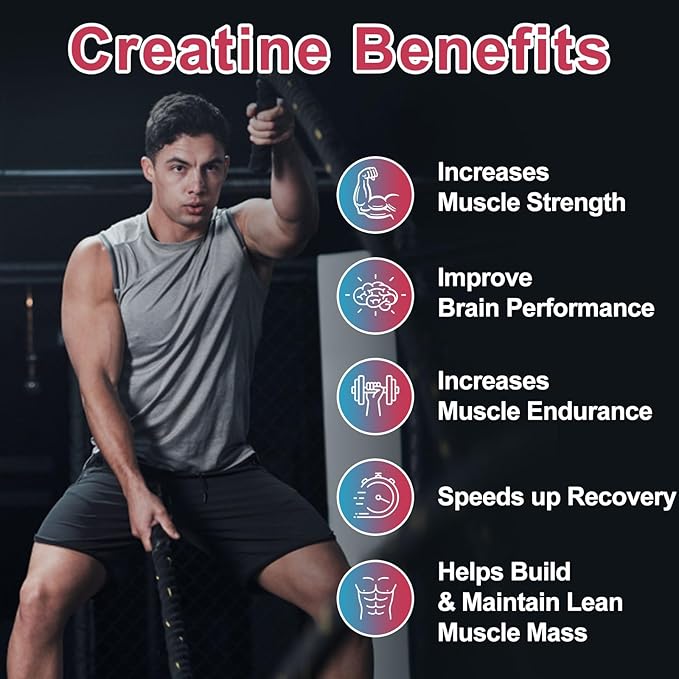 Creatine Monohydrate Gummies for Men & Women 120 CT - 5000mg of Creatine Monohydrate per Serving - Sugar Free Chewable Creatine for Muscle Strength, Muscle Builder, Energy Boost (Raspberry Flavor)