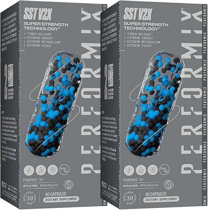 PERFORMIX - SST V2X - Pre Workout - 300 mg Caffeine - Energy Supplements - No Crash - Thermogenic - Nootropic - Timed-Release for All Day Focus, Mood & Energy Boost - Men & Women - 120 Capsules