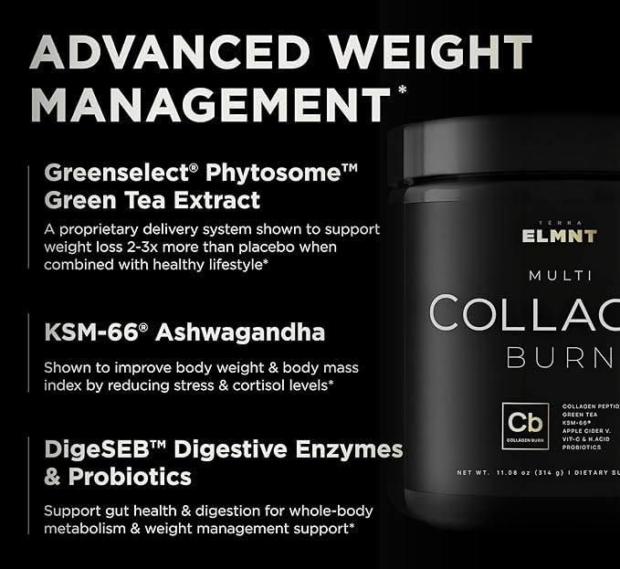 ELMNT Super Collagen Powder for Women Weight Loss + Beauty w. Probiotics, Hyaluronic Acid, ACV, KSM-66, Biotin - Premium Multi Collagen Peptides Protein Supplement Colageno for Women (Unflavored)
