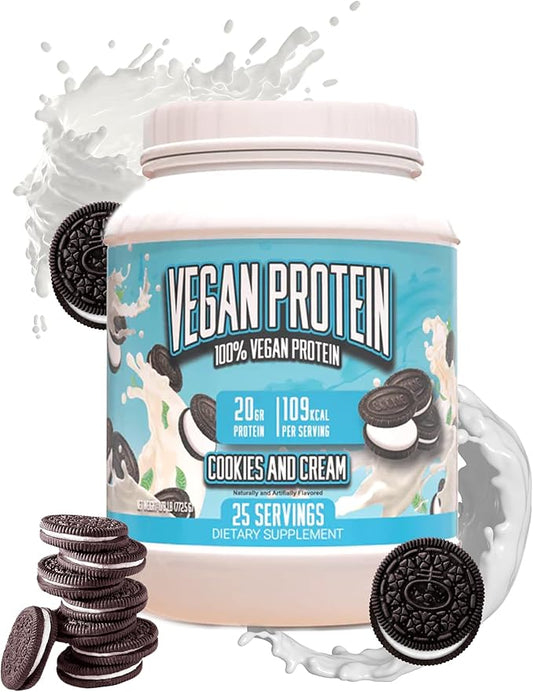 Huge Supplements Vegan Protein Powder - Cookies & Cream - Superior Plant-Based Protein Powder, 20g Protein Per Serving