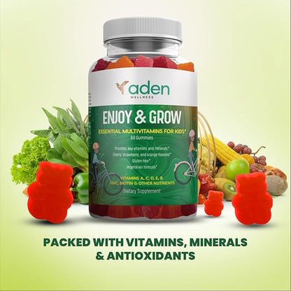 Multi B Vitamin Gummies for Kids - with B-Complex B6 B12 B9 (Folate) B7 (Biotin) B5 (Pantothenic Acid), A, C, D, E, Zinc, Iodine, Inositol – Energy, Nervous System, Immunity Support