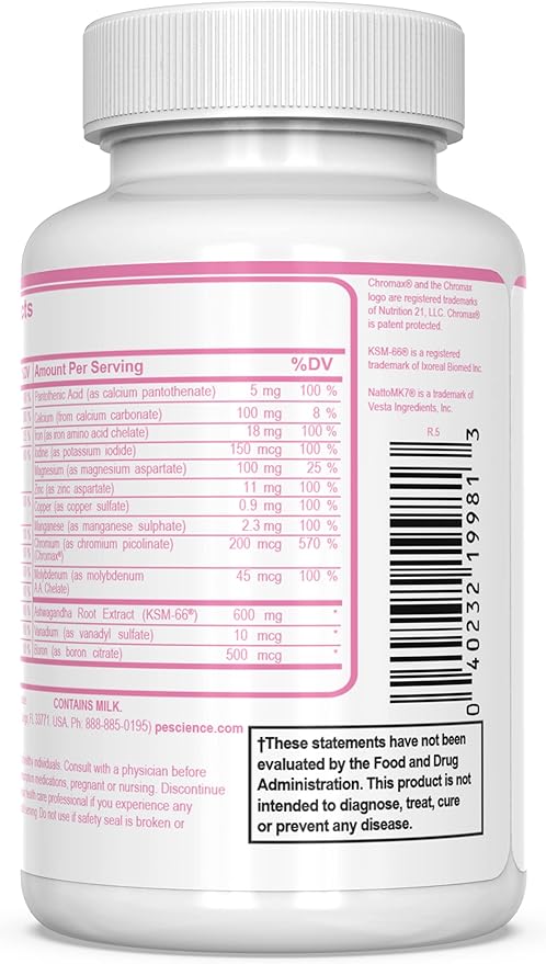 PEScience TruMulti Women's, Multivitamin with Premium Quality Vitamin C, D, Zinc for Immune & Stress Support, 90 Capsules