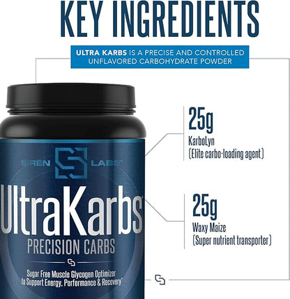 Siren Labs Ultra Karbs Mass Gainer Post Workout Muscle Builder Healthy Carb Loading - Carbohydrate Blend with KarboLyn - More Energy, Faster Recovery - Weight Gainer for Men (40 Servings)
