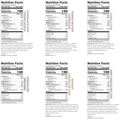 Organic Functional Mushroom Protein Bars | Made in USA | Full Dose (1500mg) Lions Mane, Chaga, Reishi & Cordyceps Bars | Vegan Protein Bars, Adaptogens, Superfoods Protein Bars | 12 Bars Variety Box