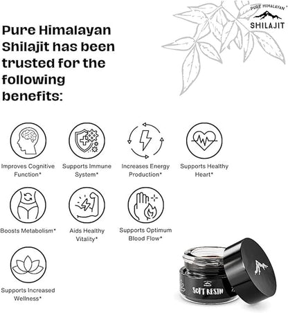 Himalayan Shilajit by Pure Himalyan Shilajit, Grade A Himalayan Soft Resin, Energy & Immune Support, Natural Source of Fulvic Acid & 85+ Trace Minerals Supplement for Men & Women (15ml/0.5oz)