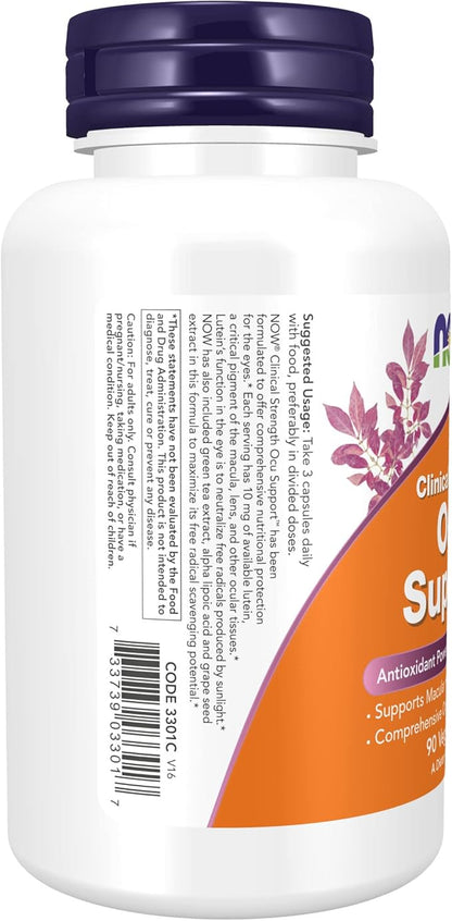 NOW Supplements, Ocu Support™with FloraGLO® Lutein, Plus Vitamins A, C and E, 90 Veg Capsules (Pack of 3)