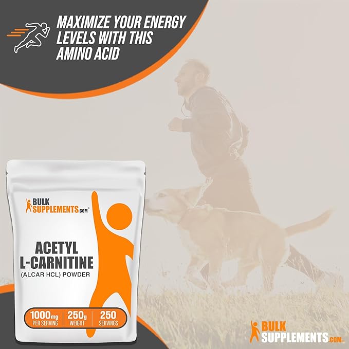 BulkSupplements.com Acetyl L-Carnitine Powder - ALCAR Powder, Acetyl L-Carnitine 1500mg, Carnitine Supplement - Gluten Free, 1500mg per Serving, 250g (8.8 oz) (Pack of 1)
