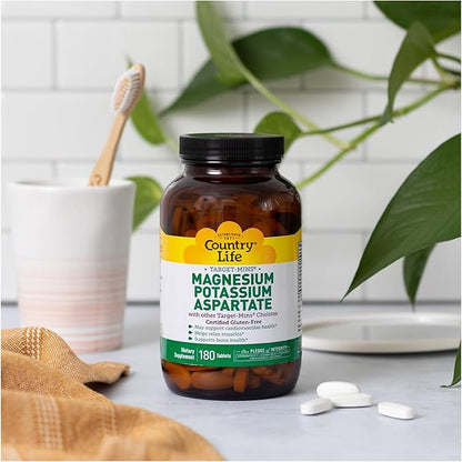 Country Life Magnesium and Potassium Supplement for Heart Health, Cardiovascular Support, Immune System and Bone Health, Gluten-Free