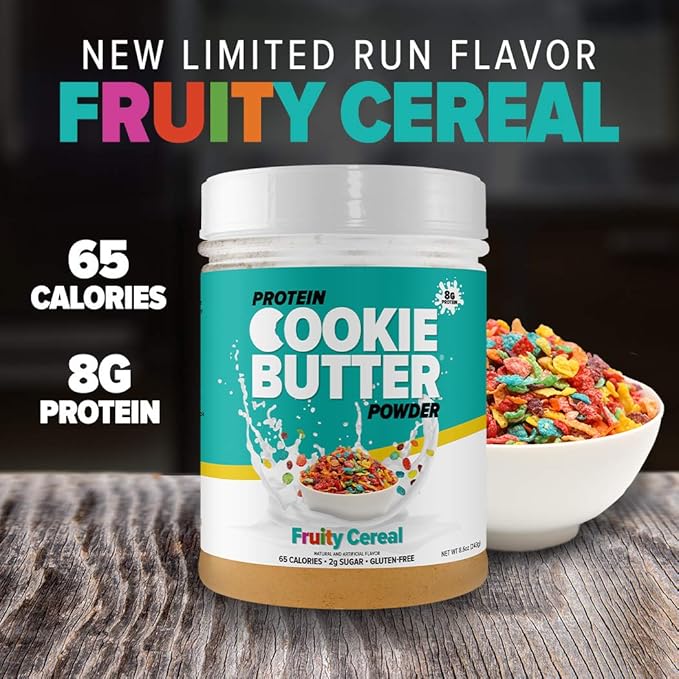 Whey Protein Cookie Butter Powder - Fruity Cereal | Keto-Friendly, Low Carb, No Added Sugars, Gluten-Free | Easy to Mix, Bake and Spread | 8.6oz
