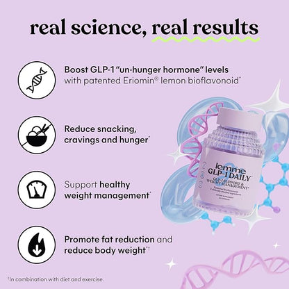 Lemme GLP-1 Daily, Reduce Hunger & Cravings, Boost GLP-1 Production, Support Fat Loss and Weight Management with Clinically Studied Ingredients, 1 Month Supply (60 Capsules)