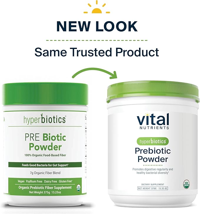 Hyperbiotics Vital Nutrients Organic Prebiotic Powder | Vegan Soluble Fiber Supplement Powder | Unflavored | Organic Food-Based Fiber | Non-GMO | Gluten, Dairy, Soy Free | 54 Servings