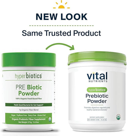 Hyperbiotics Vital Nutrients Organic Prebiotic Powder | Vegan Soluble Fiber Supplement Powder | Unflavored | Organic Food-Based Fiber | Non-GMO | Gluten, Dairy, Soy Free | 54 Servings