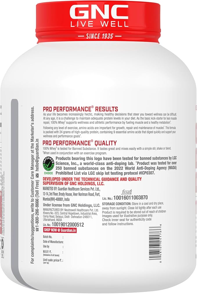 GNC Pro Performance 100% Whey Protein Powder | Supports Healthy Metabolism and Lean Muscle Recovery | Cookies and Cream | 64 Servings