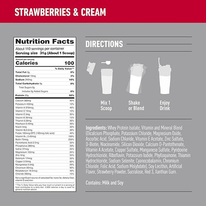 Isopure Protein Powder, Zero Carb Whey Isolate, Gluten Free, Lactose Free, 25g Protein, Keto Friendly, Strawberries & Cream, 110 Servings, 7.5 Pound (Packaging May Vary)