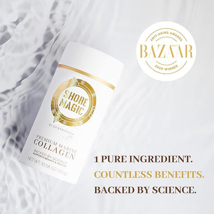 Premium Marine Collagen Powder with Type I II III and IV Hydrolyzed Peptides for Women and Men Sourced from Wild Fish, Certified Halal and Kosher Unflavored - 30 Day Supply, 300g Canister