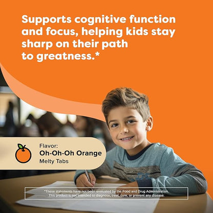Renzo's Bright & Brainy Vitamin B6 - Dissolving Kids Vitamin B6-60 Sugar-Free Melty Tabs, Oh Oh Oh Orange Flavored