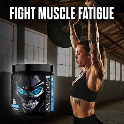 JNX SPORTS The Shadow! 350mg of Caffeine Hard Core Preworkout - Blue Raspberry 30 Servings | Electric Energy, Mental Focus & Superhuman Strength for Men & Women