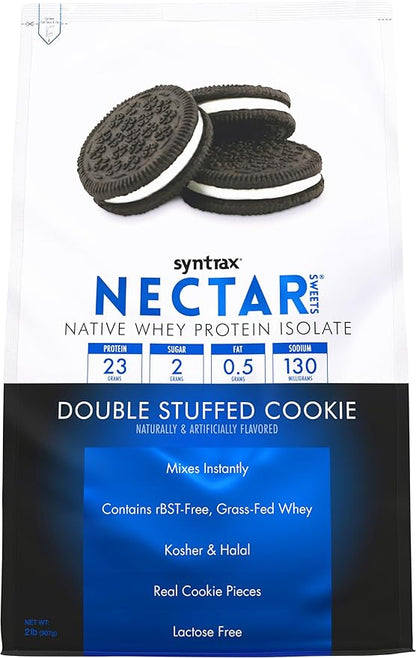 Syntrax Nutrition Nectar Sweets, 100% Whey Isolate Protein Powder, Real Cookie Pieces, Double Stuffed Cookie, 2 lbs