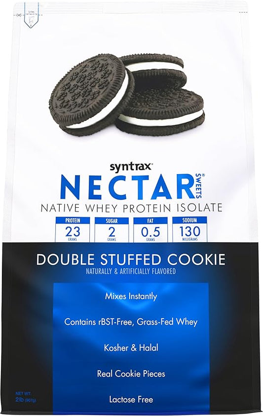 Syntrax Nutrition Nectar Sweets, 100% Whey Isolate Protein Powder, Real Cookie Pieces, Double Stuffed Cookie, 2 lbs