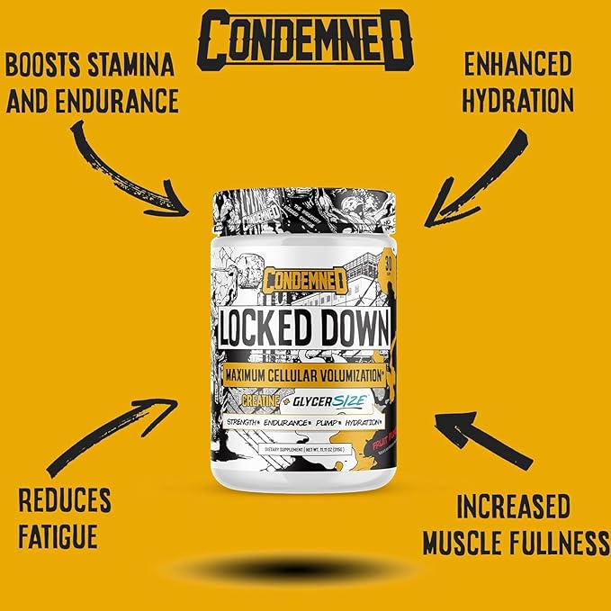 CONDEMNED Labz Locked Down | Creatine Performance Complex | Creatine Monohydrate, Glycerol, Taurine | Enhanced Hydration, Energy & Stamina | 30 Servings (Unflavored)