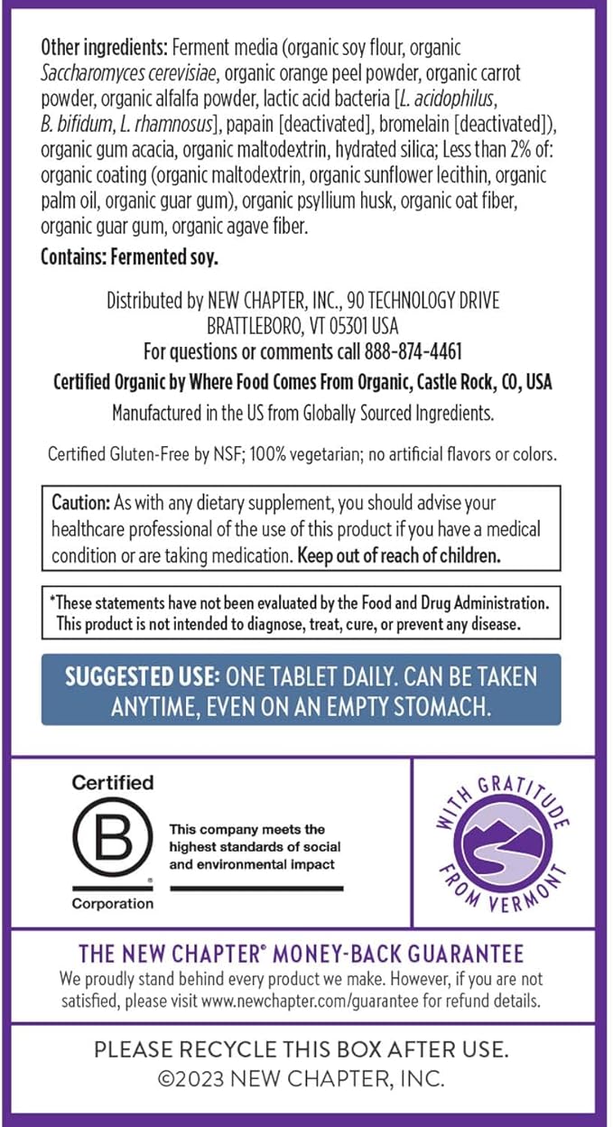 New Chapter Men's Multivitamin 50 Plus for Brain, Heart, Digestive, Prostate & Immune Support with 20+ Nutrients + Astaxanthin - Every Man's One Daily 55+, Gentle on The Stomach - 48 ct