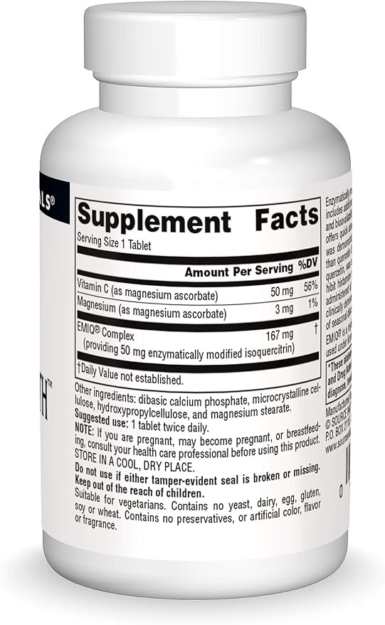 Source Naturals AllerStrength Fast-Acting Seasonal Immune Support - Highly Bioavailable Quercetin* - 60 Tablets