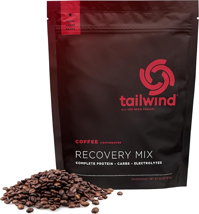 Tailwind Nutrition Recovery Mix, Complete Protein, Carbohydrates, and Electrolytes Powder Drink Mix for Post-Workout, Free of Gluten, Soy, and Dairy, Vegan, 15 Servings, Coffee