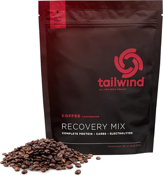 Tailwind Nutrition Recovery Mix, Complete Protein, Carbohydrates, and Electrolytes Powder Drink Mix for Post-Workout, Free of Gluten, Soy, and Dairy, Vegan, 15 Servings, Coffee