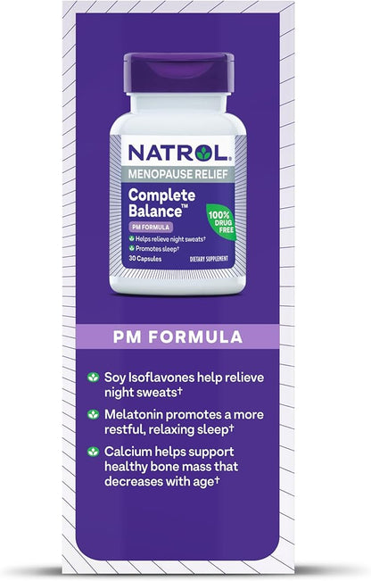 Natrol Complete Balance, Dietary Supplement for Menopause Relief, A.M./P.M. Menopause Relief for Women, 60 Capsules, Up to a 30 Day Supply
