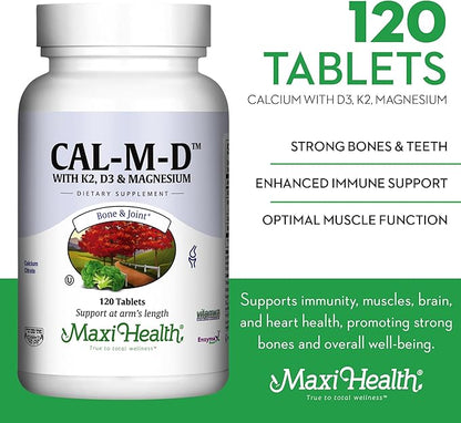 Calcium with Vitamin D3, K2 and Magnesium - Overall Health Supplement for Strong Bones and Teeth, Muscle Function, Immune Support - Vitamin D Vitamin K Enhanced Absorption for Women & Men, 120 Tablets