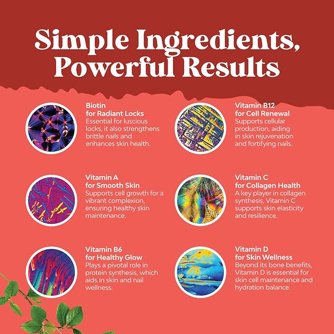 Natural Biotin Gummies for Hair Growth - Biotin Vitamins Hair Skin and Nails Gummies for Women and Men - Biotin Hair Growth Vitamins for Women with Pantothenic Acid and Biotin Hair Gummies