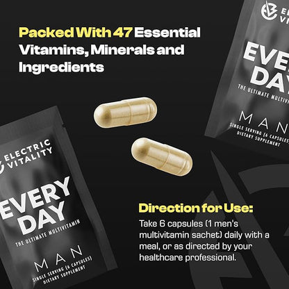 Man Multivitamin for Men - All-in-One Daily Mens Vitamins & Minerals Supplement Pack for Energy, Focus, Drive, Mental Performance and Health, Men’s Multivitamins, 30 Day Supply