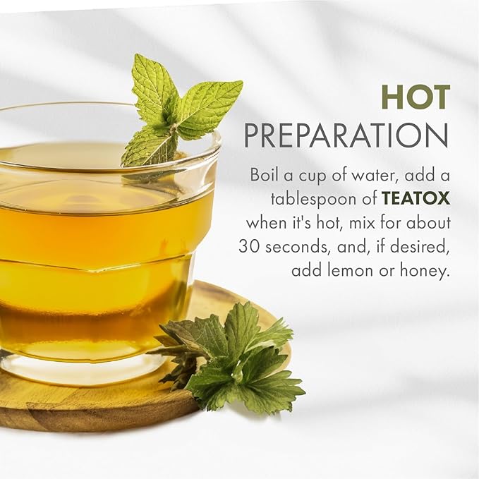 Teatox Detox & Cleanse Support Powder, Digestion Booster W/Green Tea, Spirulina, Artichoke, Jamaican Flower & Grape Seeds, Support Supplement & Meal Replacement Powder, Green Apple Flavor 16oz