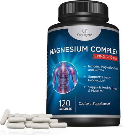 Premium Magnesium Citrate Capsules – Powerful 500mg Magnesium Oxide & Citrate Supplement – Helps Support Healthy Bones, Muscles, Teeth, Energy & Relaxation – 120 Vegetable Capsules
