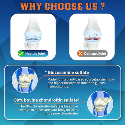 NATURE TARGET Glucosamine Chondroitin MSM, Joint Support Supplement, Shellfish Free, Turmeric Boswellia, Hyaluronic Acid, Collagen, Calium for Cartilage and Bone Health,120 Capsules, 40 Servings