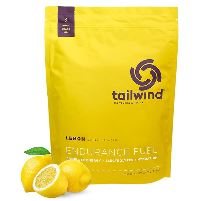Tailwind Nutrition Endurance Fuel, Electrolyte & Hydration Sports Drink Mix Powder, Gluten-Free, Vegan, Lemon, 50 Servings