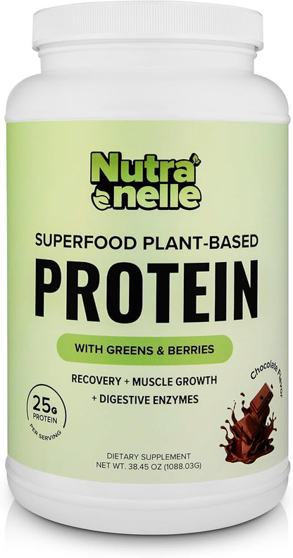 Plant Based Protein Powder - 25 g Vegan Protein Powder with 30 Servings - Blended Rice & Pea Protein Powder with Superfoods & Amino Acids - Zero Sugar Protein Shake Powder - Chocolate