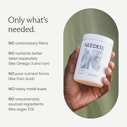 Needed. Multivitamin for Men - 25 Optimal Nutrients for Fertility & Men's Health - Mens Multivitamin with Vitamin D3 2000IU, B12 Vitamins, 200 MCG Selenium - Men's Fertility Supplement, 30 Day Supply