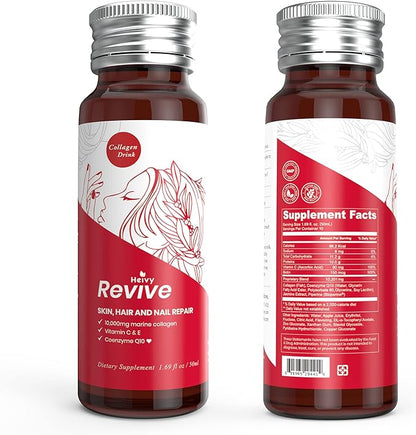 Liquid Collagen for Women, Collagen Drink with 10,000mg Marine Collagen Peptides, Collagen Liquid for Women for Hair Growth, Skin Repair, Nail Strength, 1.69 Fl Oz (Pack of 10)