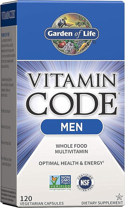 Garden of Life Vitamin Code Whole Food Multivitamin for Men, Fruit & Veggie Blend and Probiotics for Energy, Heart, Prostate Health, 120 Count
