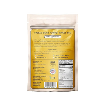 Orgnisulmte Whole Egg Powder, Fresh Pasteurized Egg Powder, All Natural, No Additives, Gluten Free Excellent for Baking Made in USA 8 Oz