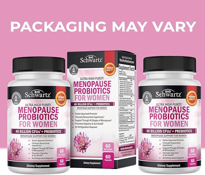 Menopause Supplements for Women - 40 Billion CFU Menopause Probiotics for Women - Menopause Support for Hot Flashes Night Sweats Mood Swings and Hormone Balance - Non-GMO, 60 Count, 60 Servings