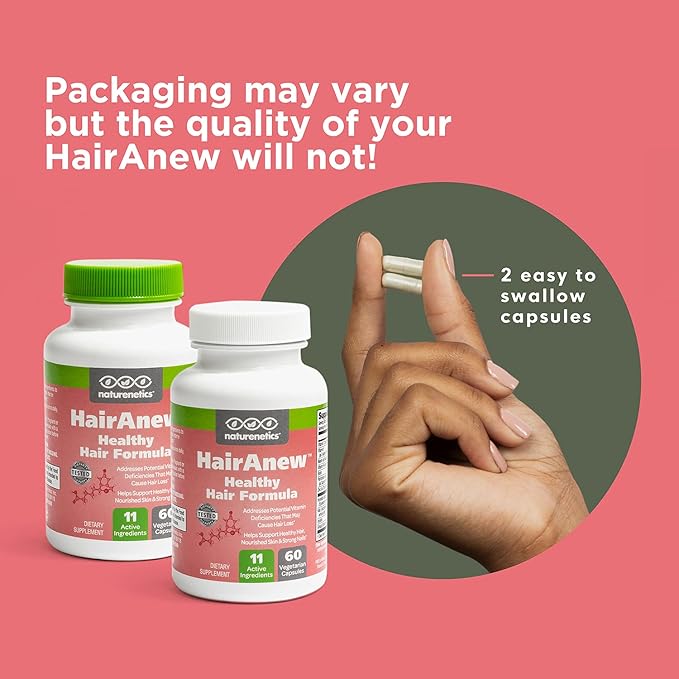 HairAnew Hair Growth Vitamins for Thicker Stronger Hair | Works for Women & Men All Hair Types | 11 Hair Vitamins & Ingredients | 5000mcg Biotin | Vegan | Independently Tested | 60 Capsules (6)