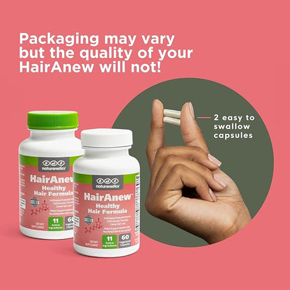 HairAnew Hair Growth Vitamins for Thicker Stronger Hair | Works for Women & Men All Hair Types | 11 Hair Vitamins & Ingredients | 5000mcg Biotin | Vegan | Independently Tested | 60 Capsules (6)