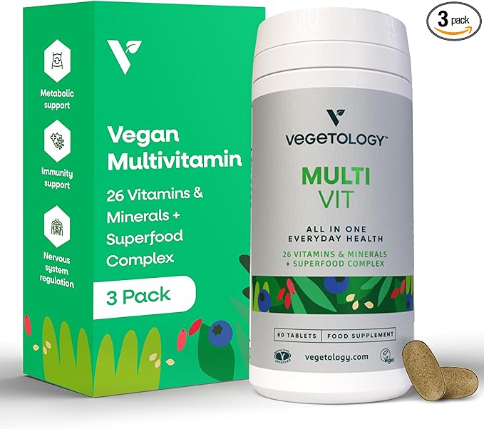 MultiVitamin Supplement, Vegan Multivitamins, 26 Vitamin & Minerals for Metabolic & Immune Support – Multivitamin for Women & Men (3 Pack)