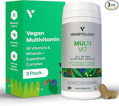 MultiVitamin Supplement, Vegan Multivitamins, 26 Vitamin & Minerals for Metabolic & Immune Support – Multivitamin for Women & Men (3 Pack)